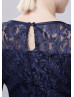 Navy Blue Lace Over Mother Of The Bride Dress 
